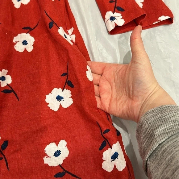 SEASALT CORNWALL 100% Linen Tunic Dress with Ree and White floral pattern Size 6 - Picture 6 of 8